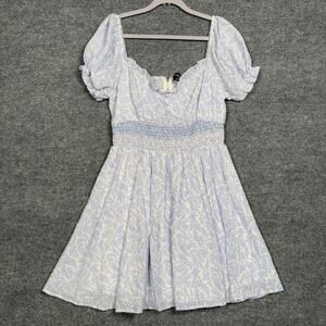 Lulus Large Off The Shoulder Shift Mini Dress White Floral Cottagecore Milkmaid